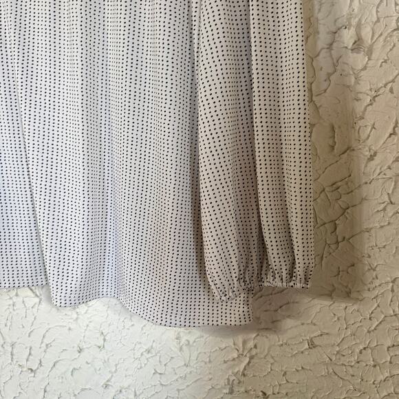 Adrianna Papell Polka Dot Blouse Womens XL Ruffle Neck Long Sleeve Top - Picture 3 of 7